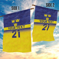 Sweden Rugby Custom Garden Flag Three Crowns of Sweden Blue Pattern - Wonder Print Shop