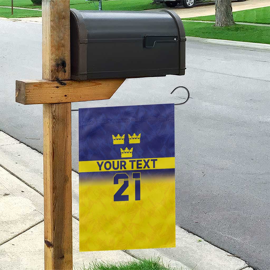 Sweden Rugby Custom Garden Flag Three Crowns of Sweden Blue Pattern - Wonder Print Shop