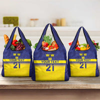 Sweden Rugby Custom Grocery Bag Three Crowns of Sweden Blue Pattern