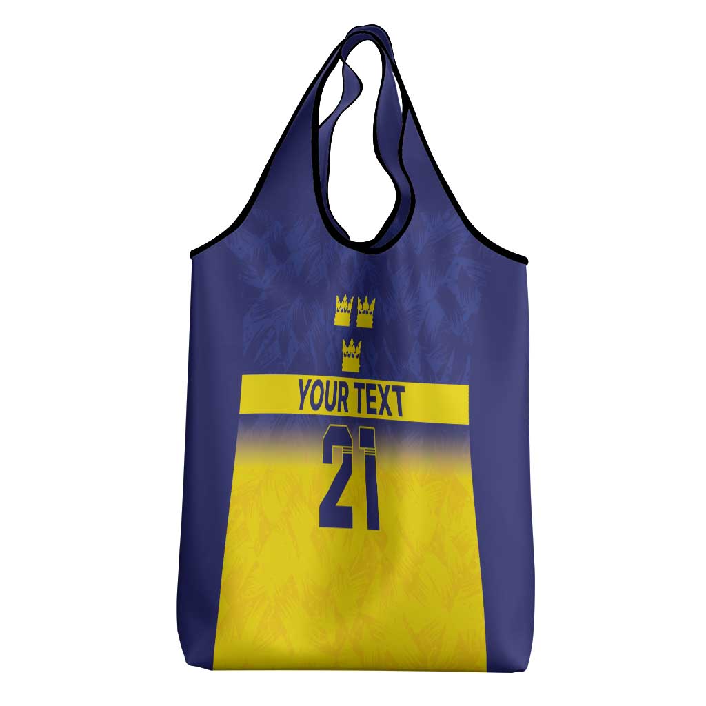 Sweden Rugby Custom Grocery Bag Three Crowns of Sweden Blue Pattern