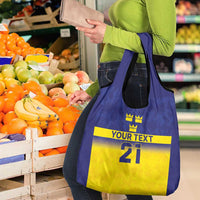 Sweden Rugby Custom Grocery Bag Three Crowns of Sweden Blue Pattern