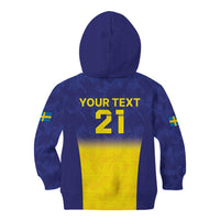 Sweden Rugby Custom Kid Hoodie Three Crowns of Sweden Blue Pattern - Wonder Print Shop