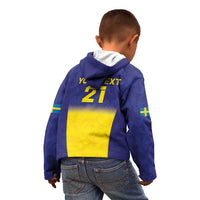 Sweden Rugby Custom Kid Hoodie Three Crowns of Sweden Blue Pattern - Wonder Print Shop