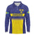 Sweden Rugby Custom Long Sleeve Polo Shirt Three Crowns of Sweden Blue Pattern - Wonder Print Shop