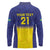 Sweden Rugby Custom Long Sleeve Polo Shirt Three Crowns of Sweden Blue Pattern - Wonder Print Shop