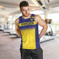 Sweden Rugby Custom Men Tank Top Three Crowns of Sweden Blue Pattern - Wonder Print Shop