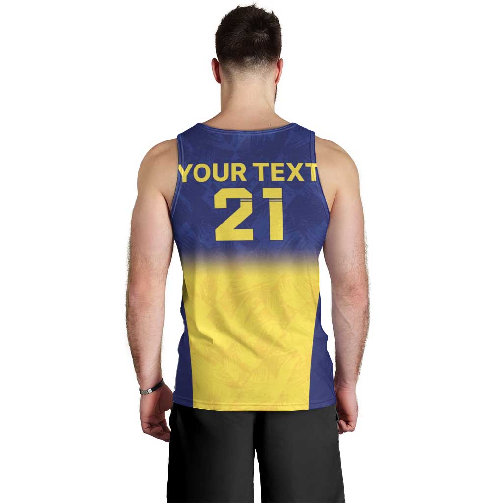 Sweden Rugby Custom Men Tank Top Three Crowns of Sweden Blue Pattern - Wonder Print Shop