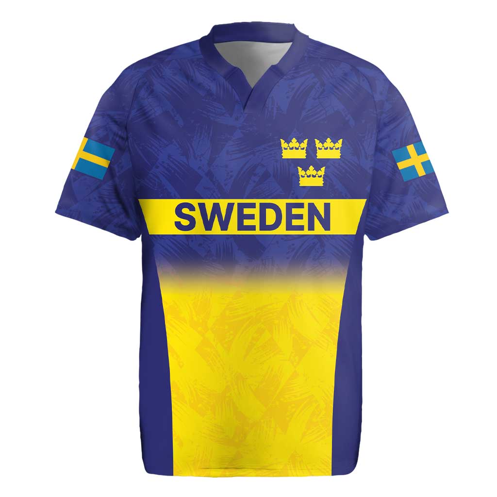 Sweden Rugby Custom Rugby Jersey Three Crowns of Sweden Blue Pattern - Wonder Print Shop