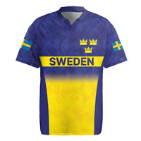 Sweden Rugby Custom Rugby Jersey Three Crowns of Sweden Blue Pattern - Wonder Print Shop