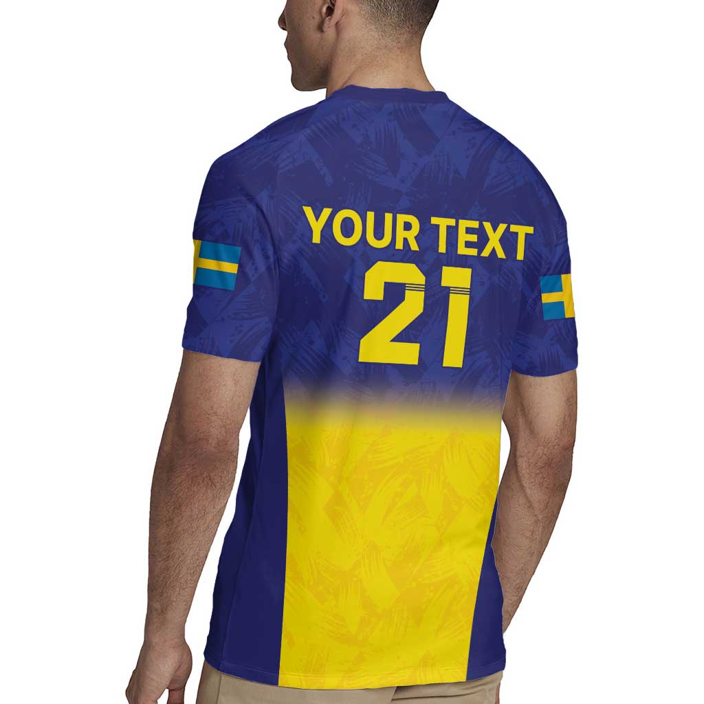 Sweden Rugby Custom Rugby Jersey Three Crowns of Sweden Blue Pattern - Wonder Print Shop