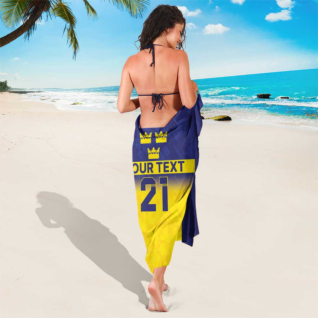 Sweden Rugby Custom Sarong Three Crowns of Sweden Blue Pattern - Wonder Print Shop