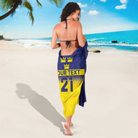 Sweden Rugby Custom Sarong Three Crowns of Sweden Blue Pattern - Wonder Print Shop