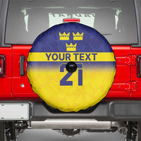Sweden Rugby Custom Spare Tire Cover Three Crowns of Sweden Blue Pattern - Wonder Print Shop