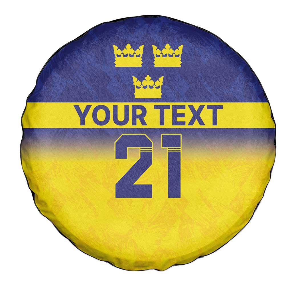 Sweden Rugby Custom Spare Tire Cover Three Crowns of Sweden Blue Pattern - Wonder Print Shop