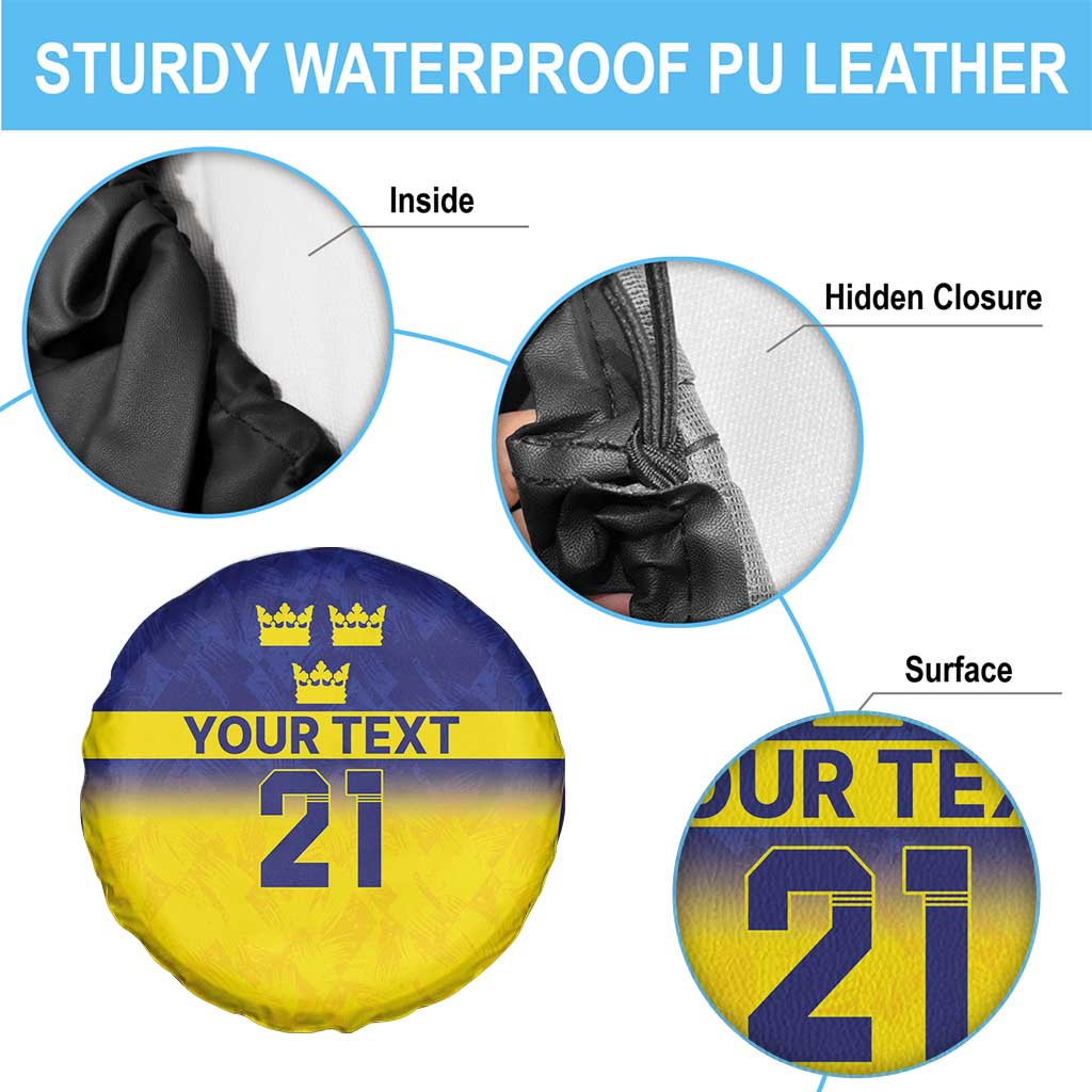 Sweden Rugby Custom Spare Tire Cover Three Crowns of Sweden Blue Pattern - Wonder Print Shop