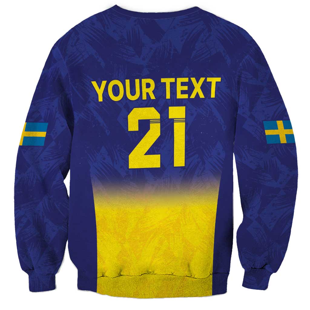 Sweden Rugby Custom Sweatshirt Three Crowns of Sweden Blue Pattern - Wonder Print Shop