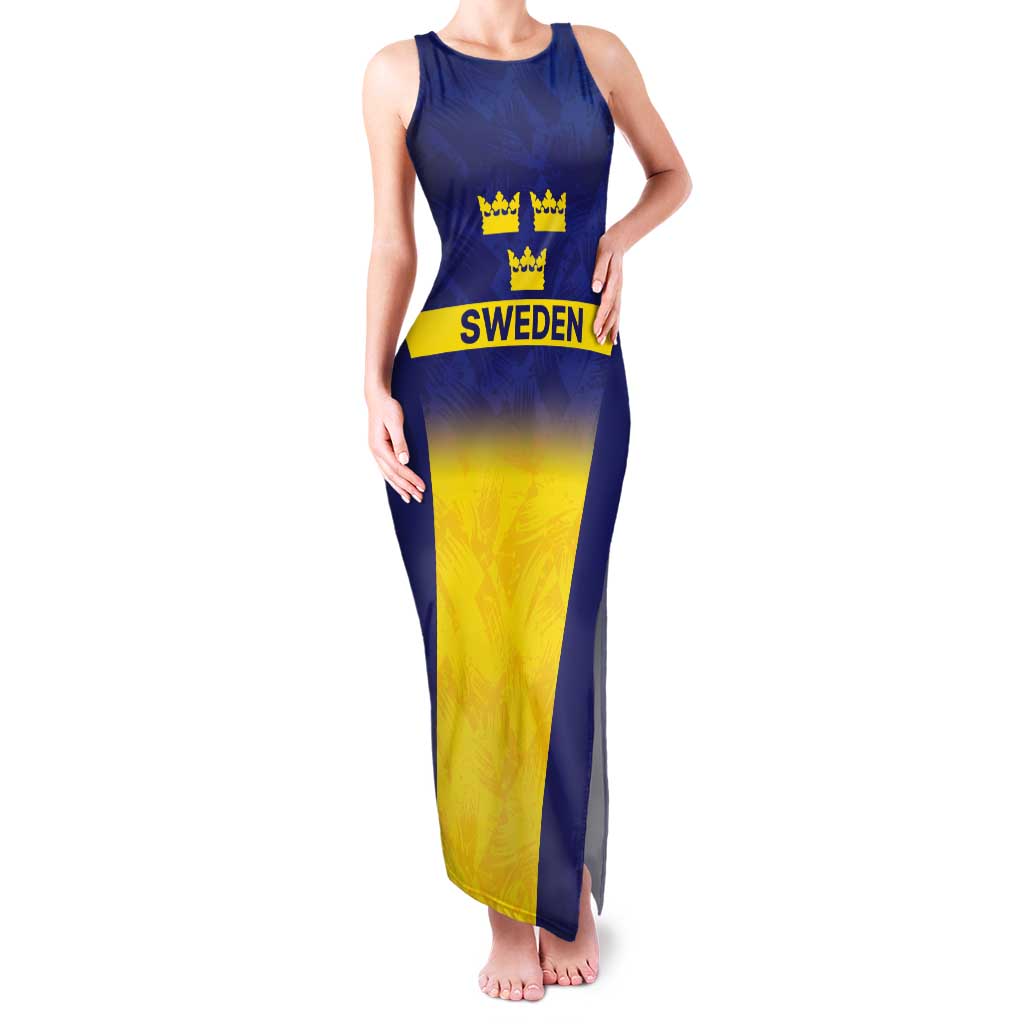 Sweden Rugby Custom Tank Maxi Dress Three Crowns of Sweden Blue Pattern - Wonder Print Shop