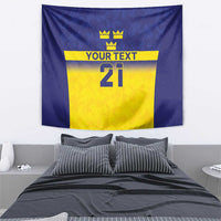 Sweden Rugby Custom Tapestry Three Crowns of Sweden Blue Pattern - Wonder Print Shop