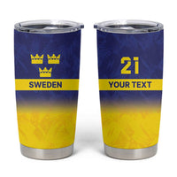 Sweden Rugby Custom Tumbler Cup Three Crowns of Sweden Blue Pattern - Wonder Print Shop