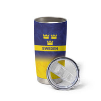 Sweden Rugby Custom Tumbler Cup Three Crowns of Sweden Blue Pattern - Wonder Print Shop