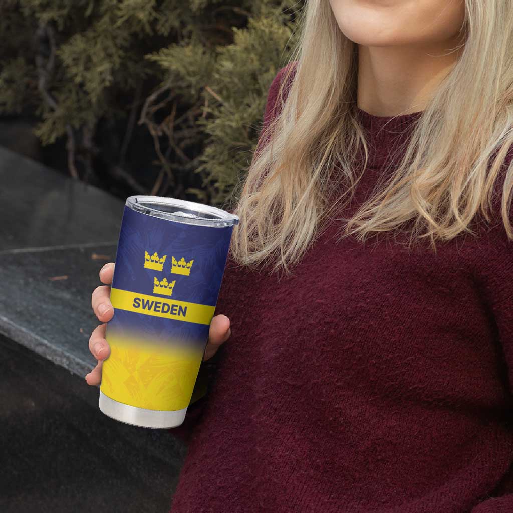 Sweden Rugby Custom Tumbler Cup Three Crowns of Sweden Blue Pattern - Wonder Print Shop