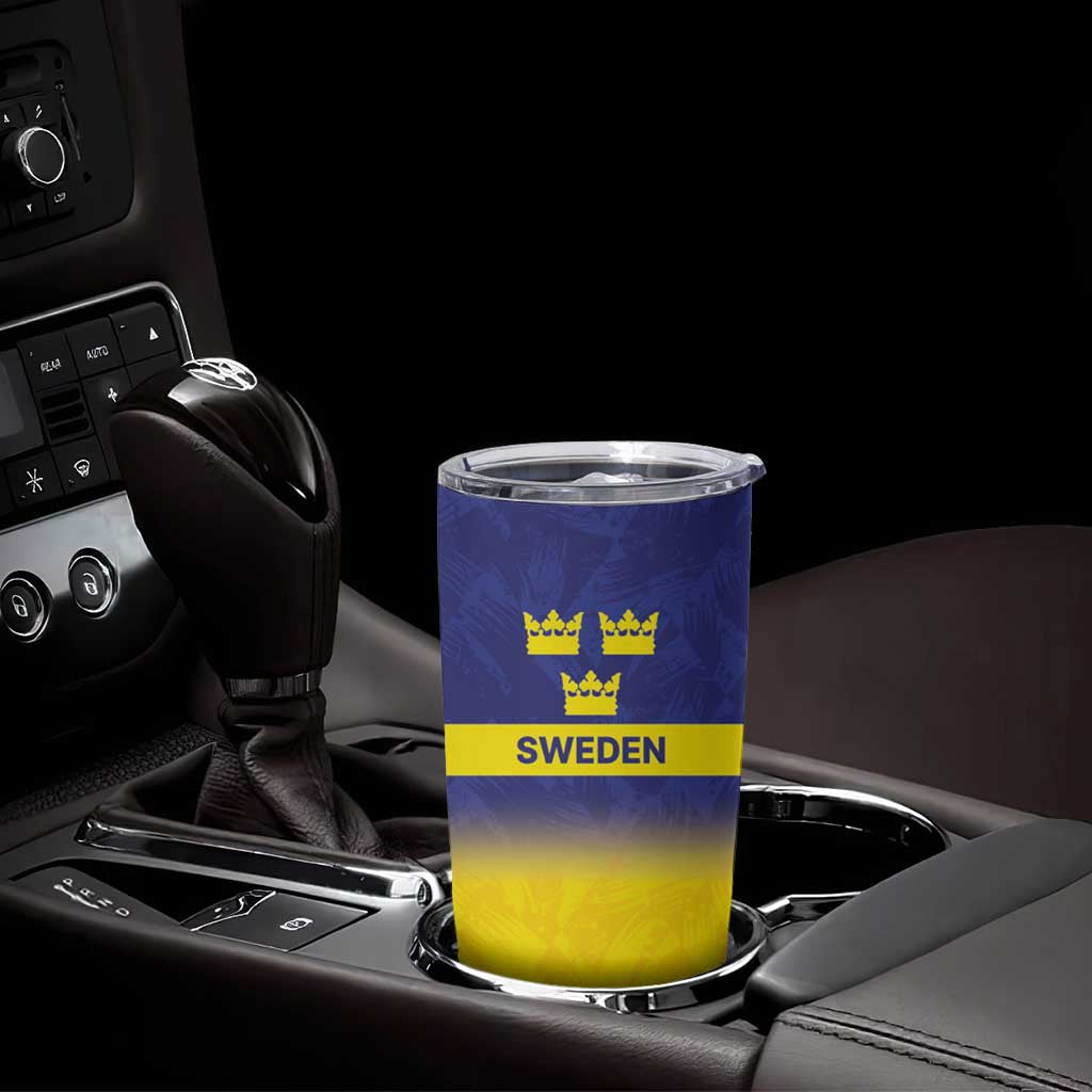 Sweden Rugby Custom Tumbler Cup Three Crowns of Sweden Blue Pattern - Wonder Print Shop