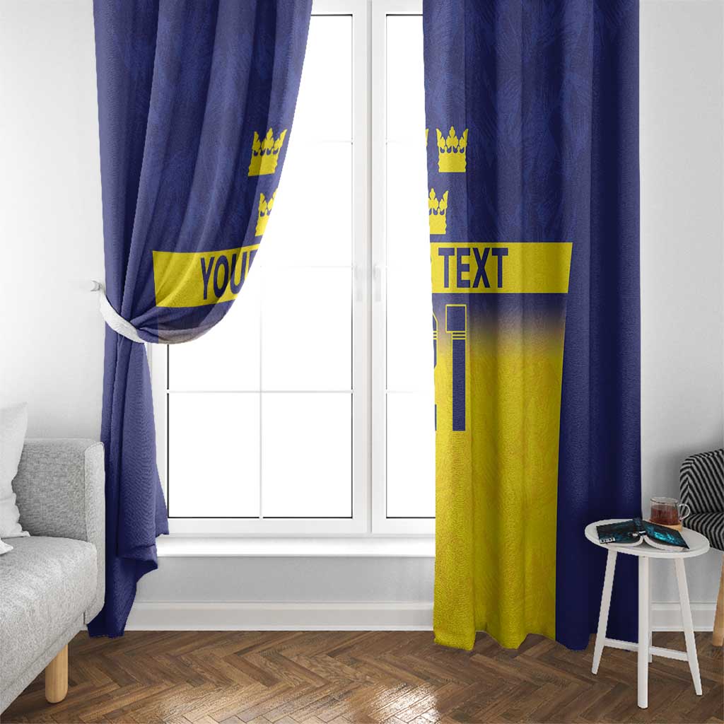 Sweden Rugby Custom Window Curtain Three Crowns of Sweden Blue Pattern - Wonder Print Shop