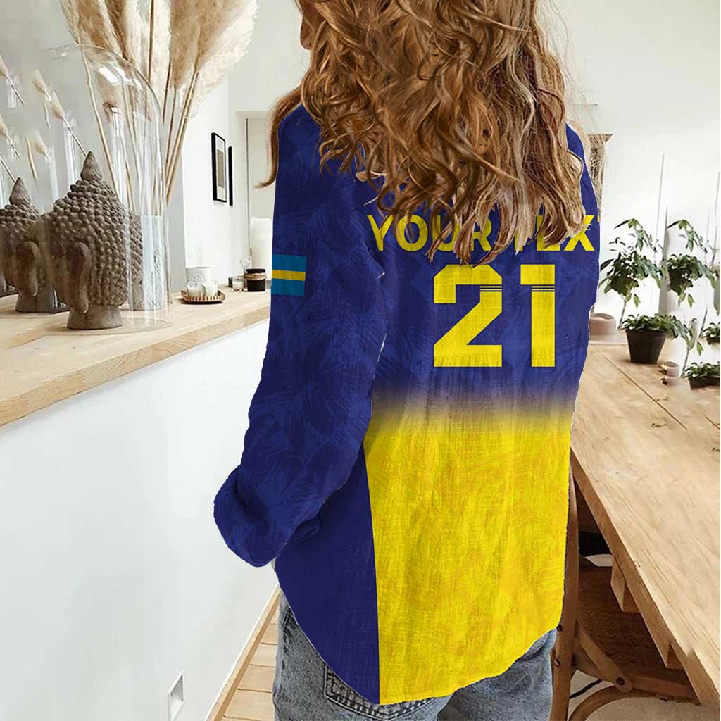 Sweden Rugby Custom Women Casual Shirt Three Crowns of Sweden Blue Pattern - Wonder Print Shop