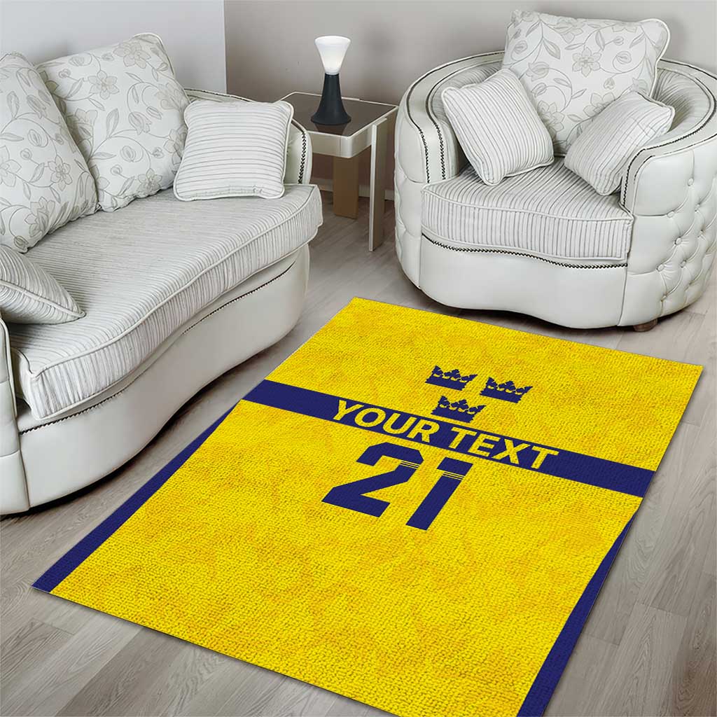 Sweden Rugby Custom Area Rug Three Crowns of Sweden Gold Pattern LT9 - Wonder Print Shop