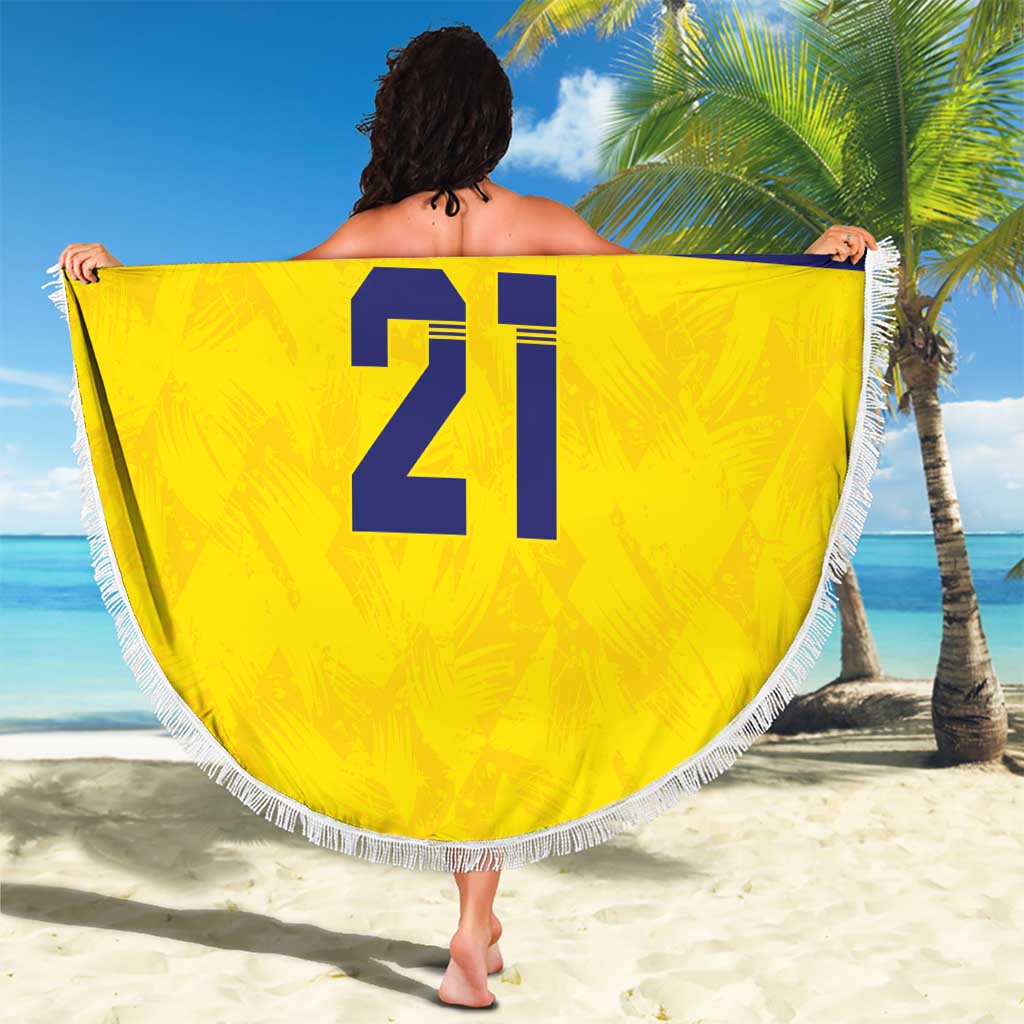 Sweden Rugby Custom Beach Blanket Three Crowns of Sweden Gold Pattern LT9 - Wonder Print Shop