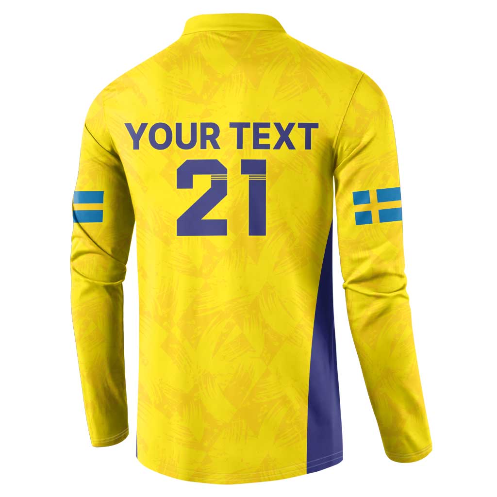 Sweden Rugby Custom Button Sweatshirt Three Crowns of Sweden Gold Pattern LT9 - Wonder Print Shop