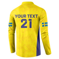 Sweden Rugby Custom Button Sweatshirt Three Crowns of Sweden Gold Pattern LT9 - Wonder Print Shop