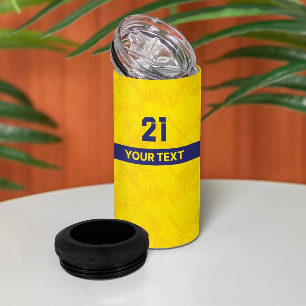 Sweden Rugby Custom 4 in 1 Can Cooler Tumbler Three Crowns of Sweden Gold Pattern LT9 - Wonder Print Shop