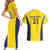 Sweden Rugby Custom Couples Matching Short Sleeve Bodycon Dress and Hawaiian Shirt Three Crowns of Sweden Gold Pattern LT9 - Wonder Print Shop