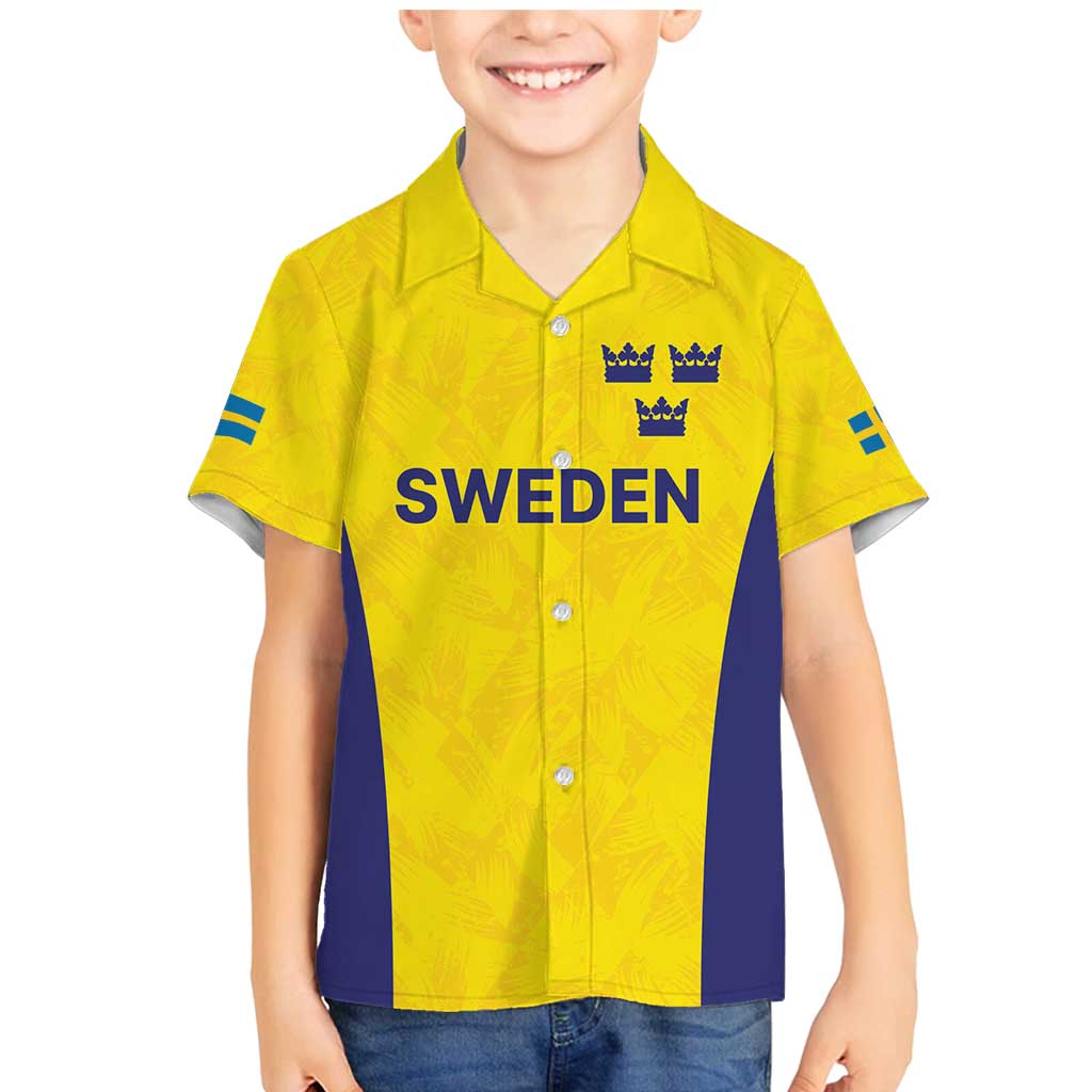 Sweden Rugby Custom Family Matching Mermaid Dress and Hawaiian Shirt Three Crowns of Sweden Gold Pattern LT9 - Wonder Print Shop