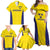 Sweden Rugby Custom Family Matching Off Shoulder Maxi Dress and Hawaiian Shirt Three Crowns of Sweden Gold Pattern LT9 - Wonder Print Shop