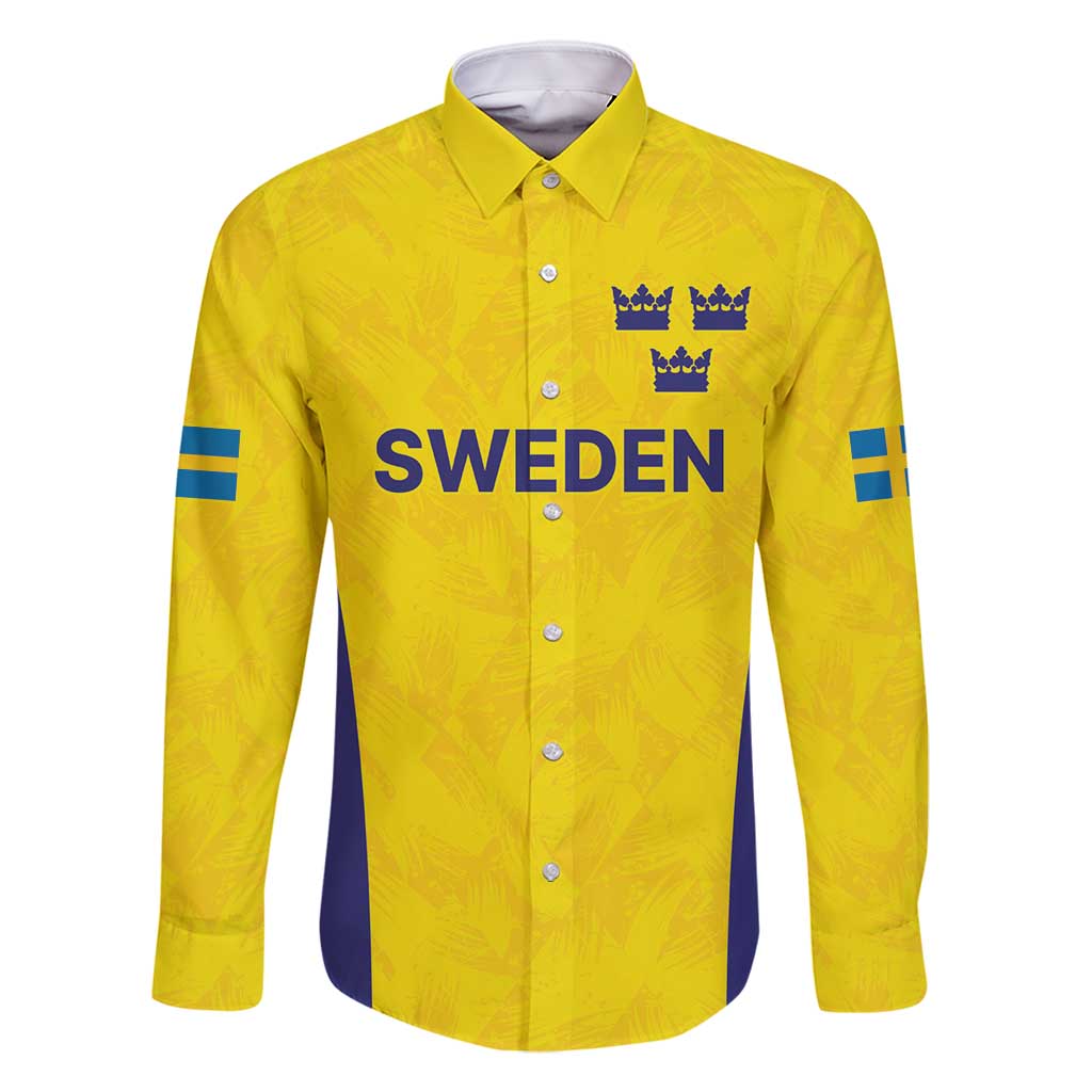 Sweden Rugby Custom Family Matching Off Shoulder Maxi Dress and Hawaiian Shirt Three Crowns of Sweden Gold Pattern LT9 - Wonder Print Shop