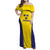 Sweden Rugby Custom Family Matching Off Shoulder Maxi Dress and Hawaiian Shirt Three Crowns of Sweden Gold Pattern LT9 - Wonder Print Shop