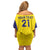 Sweden Rugby Custom Family Matching Off Shoulder Short Dress and Hawaiian Shirt Three Crowns of Sweden Gold Pattern LT9 - Wonder Print Shop