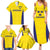 Sweden Rugby Custom Family Matching Summer Maxi Dress and Hawaiian Shirt Three Crowns of Sweden Gold Pattern - Wonder Print Shop