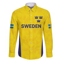 Sweden Rugby Custom Family Matching Tank Maxi Dress and Hawaiian Shirt Three Crowns of Sweden Gold Pattern - Wonder Print Shop