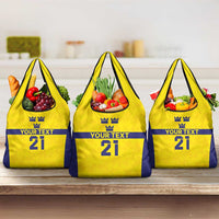 Sweden Rugby Custom Grocery Bag Three Crowns of Sweden Gold Pattern