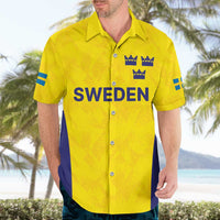 Sweden Rugby Custom Hawaiian Shirt Three Crowns of Sweden Gold Pattern - Wonder Print Shop