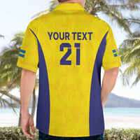 Sweden Rugby Custom Hawaiian Shirt Three Crowns of Sweden Gold Pattern - Wonder Print Shop