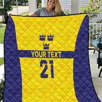 Sweden Rugby Custom Quilt Three Crowns of Sweden Gold Pattern - Wonder Print Shop