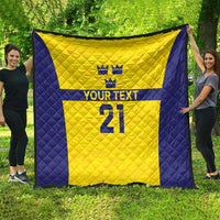 Sweden Rugby Custom Quilt Three Crowns of Sweden Gold Pattern - Wonder Print Shop