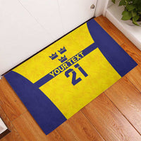Sweden Rugby Custom Rubber Doormat Three Crowns of Sweden Gold Pattern - Wonder Print Shop