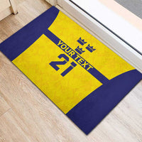 Sweden Rugby Custom Rubber Doormat Three Crowns of Sweden Gold Pattern - Wonder Print Shop