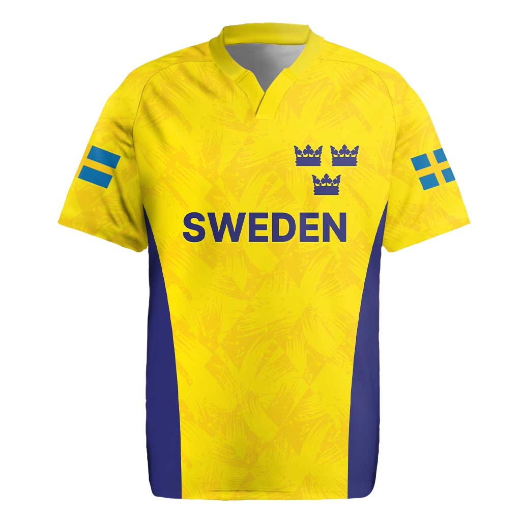 Sweden Rugby Custom Rugby Jersey Three Crowns of Sweden Gold Pattern - Wonder Print Shop