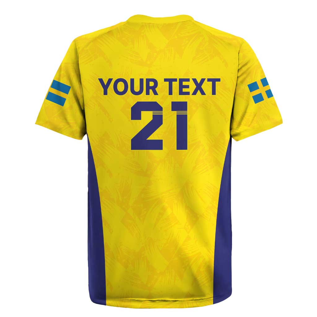 Sweden Rugby Custom Rugby Jersey Three Crowns of Sweden Gold Pattern - Wonder Print Shop